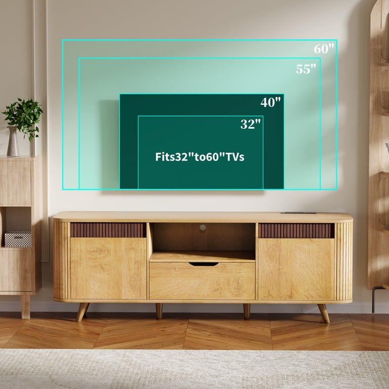 Tydimor TV Stand with Built-In Power Outlets and Charging, 60-Inch photo 6