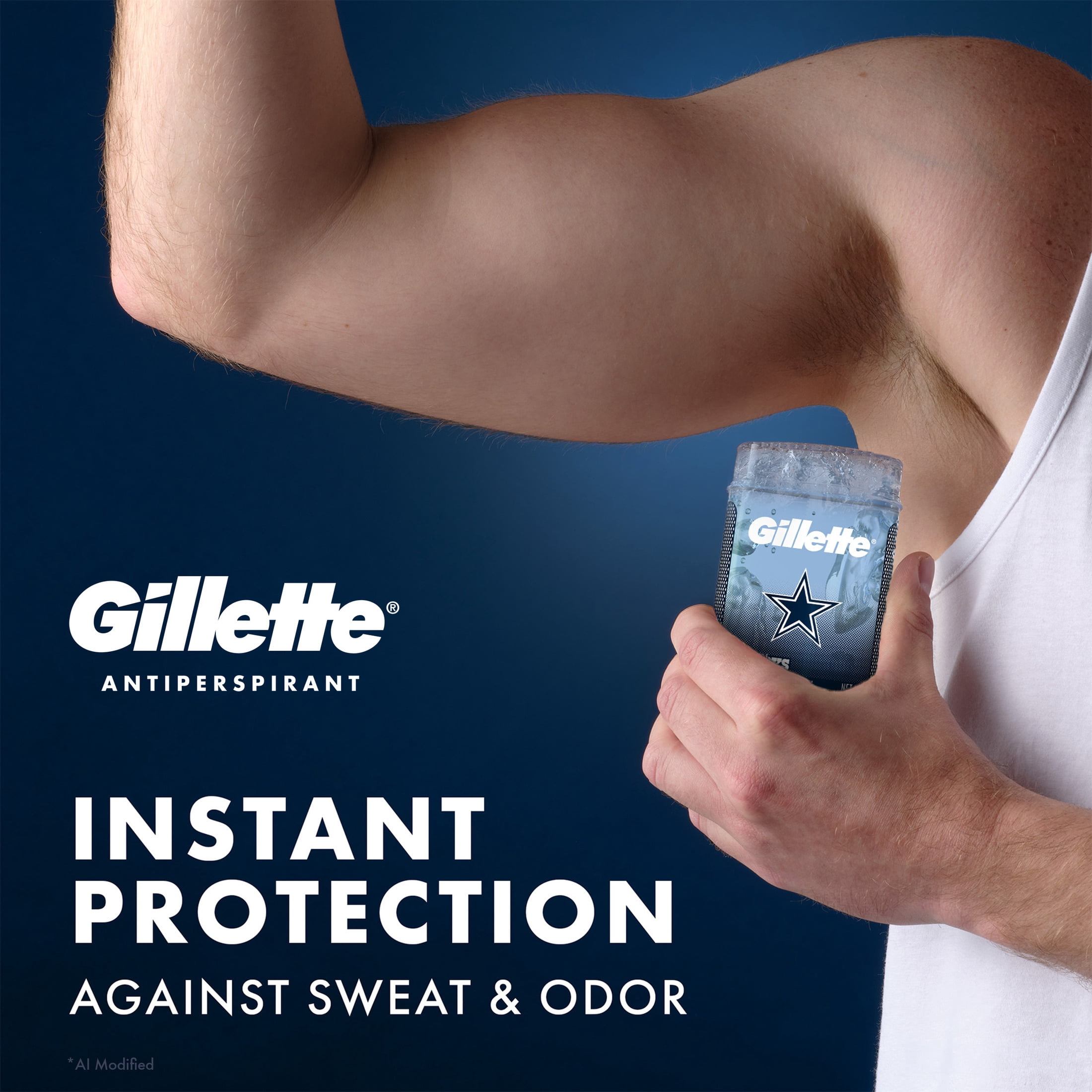 Gillette Dallas Cowboys Clear Gel Antiperspirant and Deodorant for Men Fresh Amber Scent 3.8oz