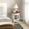 thumbnail image 4 of Patiojoy 2pcs 2-Tier Round End Table Floor Tea Table with Solid Rubber Wood Legs White & Walnut, 4 of 8