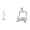 thumbnail image 1 of Figura artística moderna de una bailarina pensante, escultura abstracta creativa, adorno para dormitorio, sala de estar, oficina, chimenea o entrada., 1 of 8