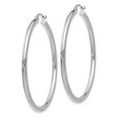 thumbnail image 2 of Real 14kt White Gold Polished 2.5mm Tube Hoop Earrings; for Adults and Teens; for Women and Men, 2 of 3
