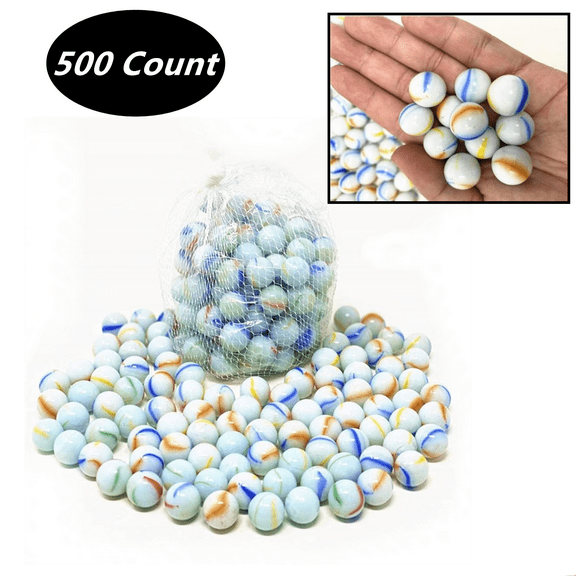 500 Pcs of White Glass Marbles for Vase, Games, & Sling Shot Ammo 6lb Glass 5/8" 16mm