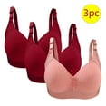 thumbnail image 2 of GERsome 3pcs Women's Plus Size Full Coverage Non Padded Wireless C Cup Bra Comfortable Everyday Bra Multi Color Available, 2 of 3