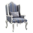 thumbnail image 1 of ACME Chaise Rembourrée en Tissu avec Coussin Bleu et Blanc, 1 of 7