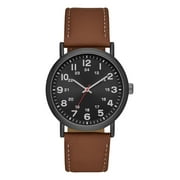 GEORGE Men's Watch: Gunmetal Case, Black Easy Read Dial, Cognac Vegan Leather Band (FMDOGE009)