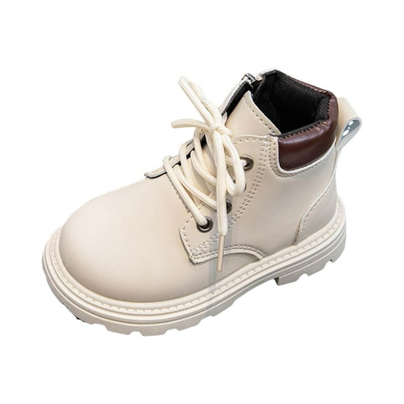 Staki Toddler Sparkly Boots Girls Ankle Boots Kids Lace-up Glittery Combat Work Boot(White,9.5 Toddler)