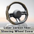 thumbnail image 4 of Non-Slip Leather Carbon Fiber Steering Wheel Cover, 14.5-15 Inches Universal Fit for Cars & Trucks, Breathable Auto Interior Protective Accessory, 4 of 12