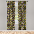 thumbnail image 4 of Ambesonne Fruits Window Curtains, Cartoon Banana Flower Print, Each 28" W x 84" L, Pink Fern Green Quartz, 4 of 4