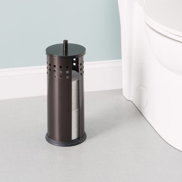 Vented Steel Bath Tissue Reserve with Lid, Bronze