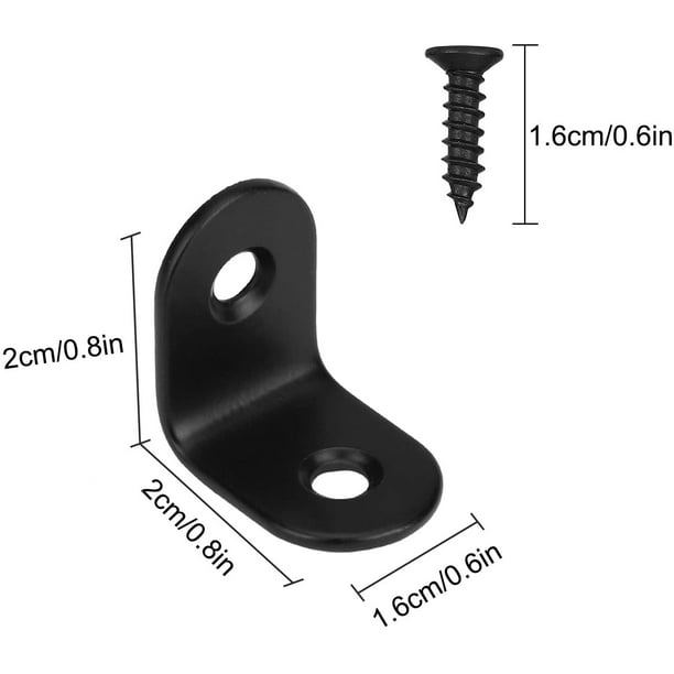 Soporte de fijación Soportes de soporte en forma de L de metal en ángulo recto negro con tornillos para muebles de madera Soporte de armario 20 piezas 20 * 20 * 16 mm ShuxiuWang 8390606341549