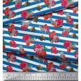 thumbnail image 2 of Soimoi Polyester Crepe Fabric Stripe,Leaves & Wild Flower Floral Print Fabric by The Yard 52 Inch Wide, 2 of 3