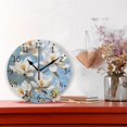 thumbnail image 2 of Elegant White Magnolia Flowers Round Wall Clock Silent Battery Operated Home Decor for Living Room Bedroom, 2 of 7