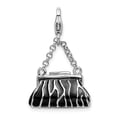 thumbnail image 1 of FB Jewels Sterling Silver 3-D Enameled Zebra Hand Bag w/Lobster Clasp Charm, 1 of 3