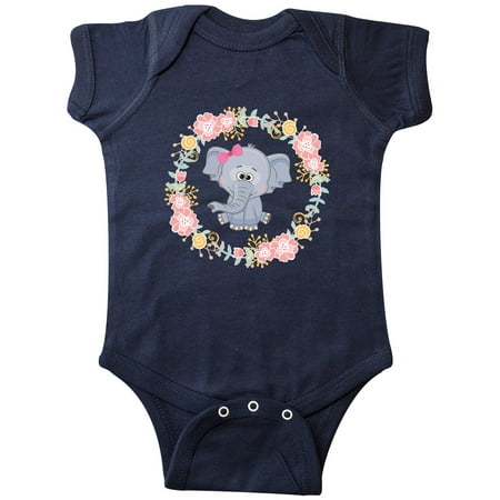 

Inktastic Girl Elephant Rose Wreath Gift Baby Girl Bodysuit