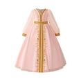 thumbnail image 3 of Gelikeya Muslim Abaya Prayer Dress Girls Ruffle Long Sleeve Floral Embroidery A Line Gown Muslim Dubai Robe Gown Z01 Pink, 3-4 Years, 3 of 8
