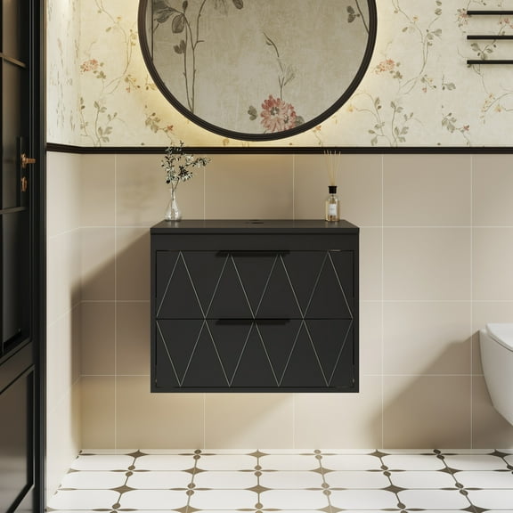 Eclife 24" Wall Mounted Floating Bathroom Vanity Base Only without Sink, Black
