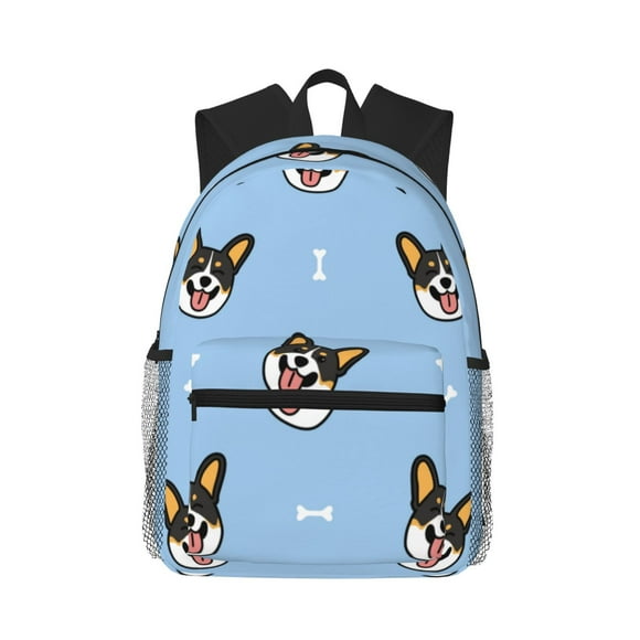 Vsdgher Corgi Dog Print Unisex Large Capacity Bookbag, Schoolbag, Casual Daypack for High School, College, Teens, Travel, Work