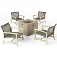 thumbnail image 2 of Noble House Augusta Outdoor 5 Piece  Wicker Club Chairs & Fire Pit Set  Black, 2 of 11