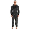 thumbnail image 2 of SWSMCLT Men's Long Sleeve Onesies Pajamas Soft Warm Fall Trendy Sleeping Winter Thick Zip Up One Piece Sleepwear Grey Large, 2 of 4