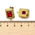 thumbnail image 3 of 304 Stainless Steel Cubic Zirconia Stud Earring Findings Golden Rectangle Red 18.5x13.5mm Hole: 1.5mm Pin: 0.8mm, 3 of 3