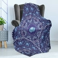 thumbnail image 4 of Navy Blue Soft Flannel Fleece Blanket, Circular and Floral Alike Oriental Style Patterned Design Artwork, Cozy Plush for Indoor and Outdoor Use, 70" x 90", Navy Blue White and Blue, by Ambesonne, 4 of 5