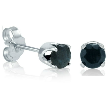 Amanda Rose 1/2ct tw (4mm) Round Sapphire Stud Earrings in 14K White Gold