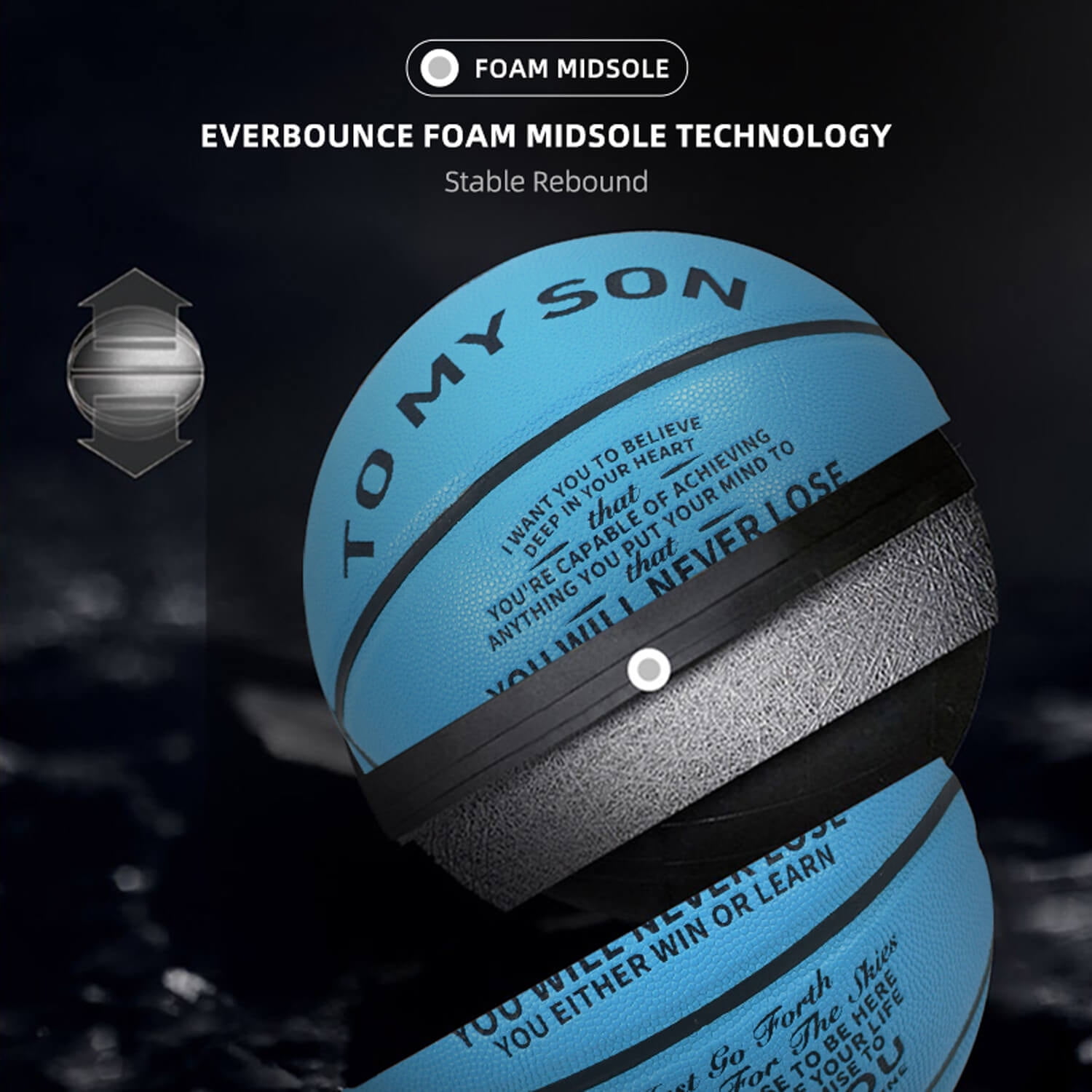 SALYWEE PU Basketball "to My Son" No.7 Ball Size Best Gift for Adult Teens Sports(Free Pump&Bag)