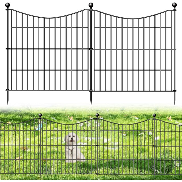 Panels Decorative Garden Fence with Gate Dog Fence Outdoor for Yard Animal Barrier Fence No Dig Rustproof Metal Garden Edging Fence and Borders Temporary Fenc