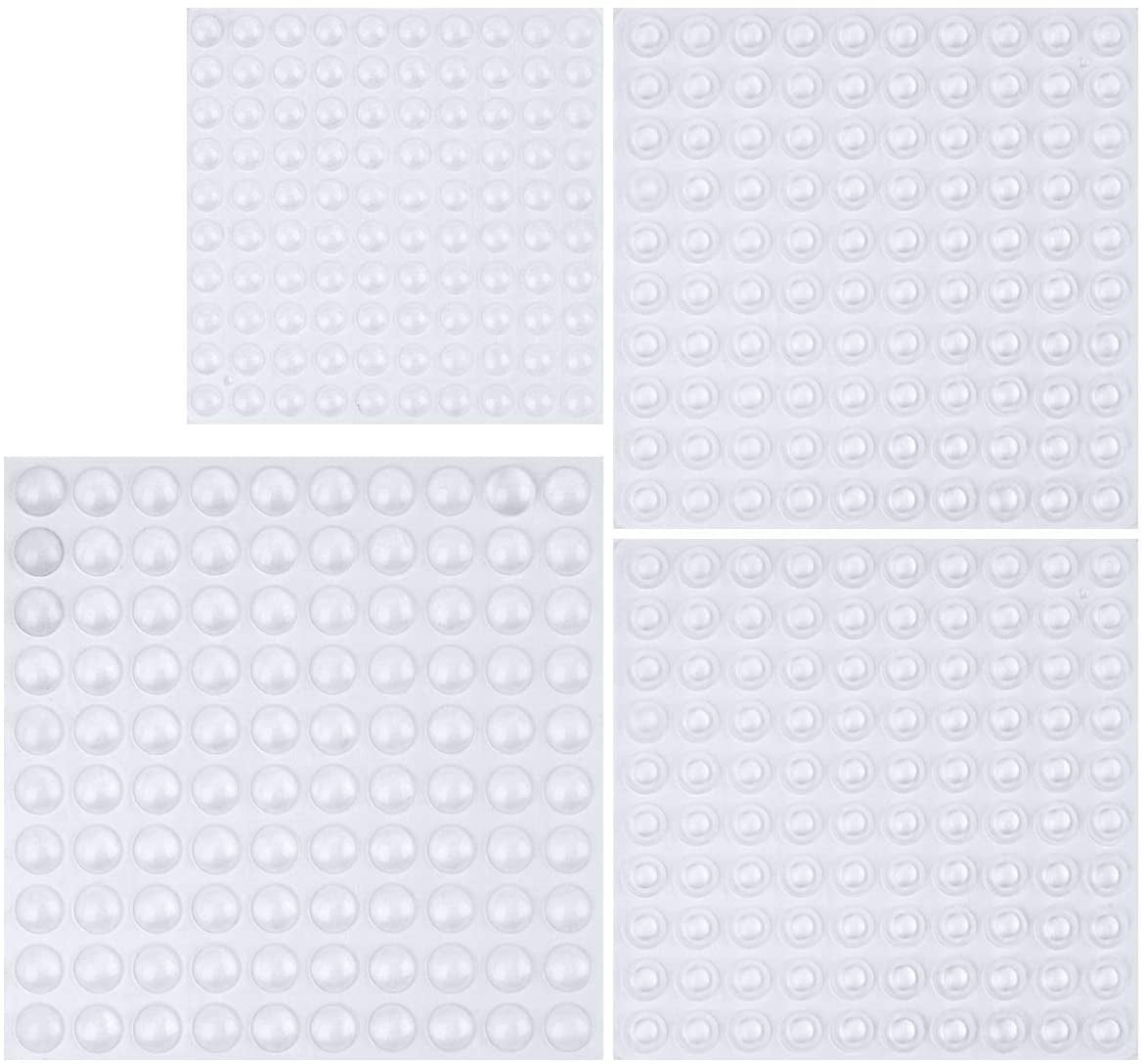 Door Bumpers, Clear Adhesive Rubber Bumper Pads Round, 400 Pieces, 3 Sizes