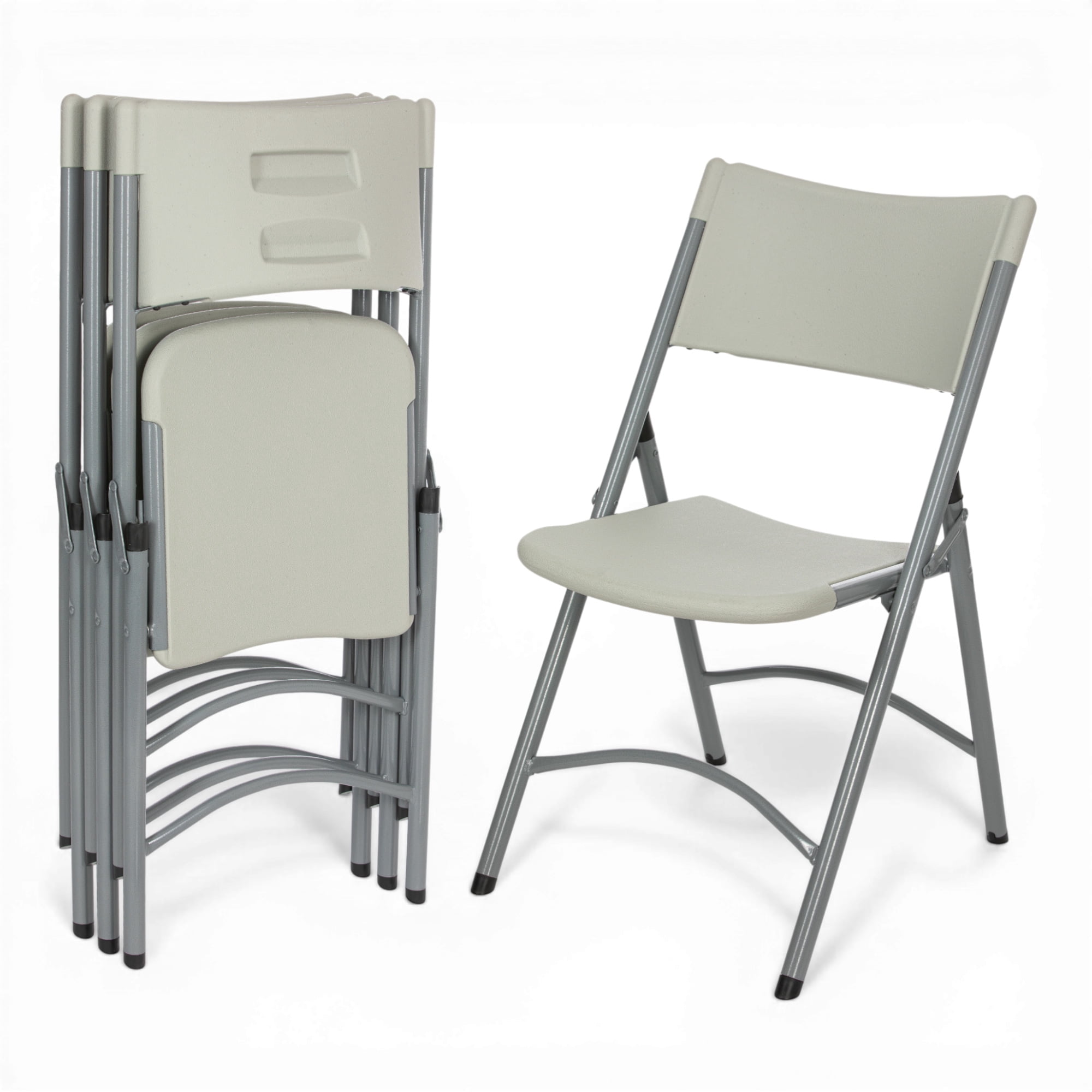 Hampden Furnishings Gwnyeth Collection Blow-Molded Plastic Folding Chair, Grey, Pack of 4