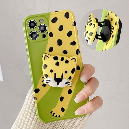 for iPhone 12 Mini Case with Stand Kickstand Holder Cute Leopard Cheetah  Tiger Cartoon Animal Soft Silicone Rubber Gel 3D Protection Cover for  iPhone 12 Mini  inch Green | Walmart Canada