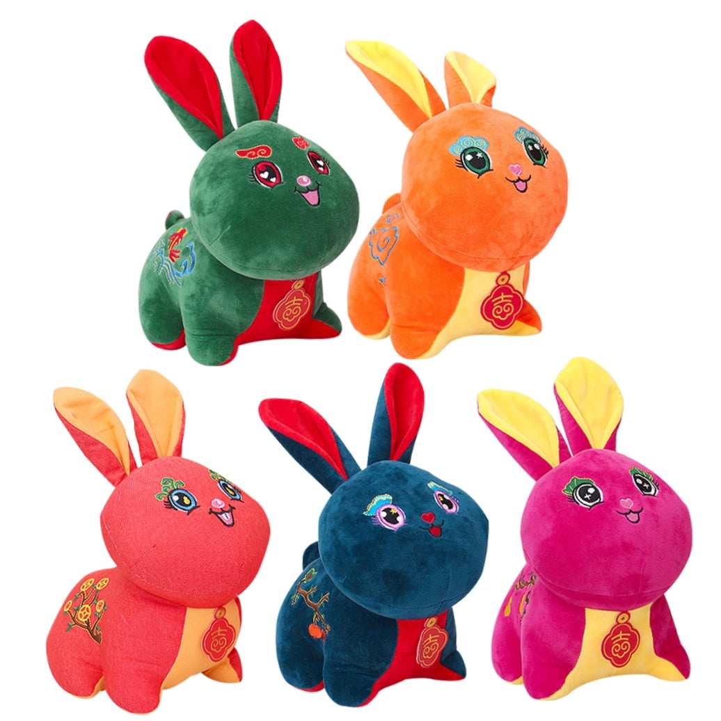 LEORX 5pcs Stuffed Bunny Decoration Soft Plush Rabbit Toys for Car Hanging