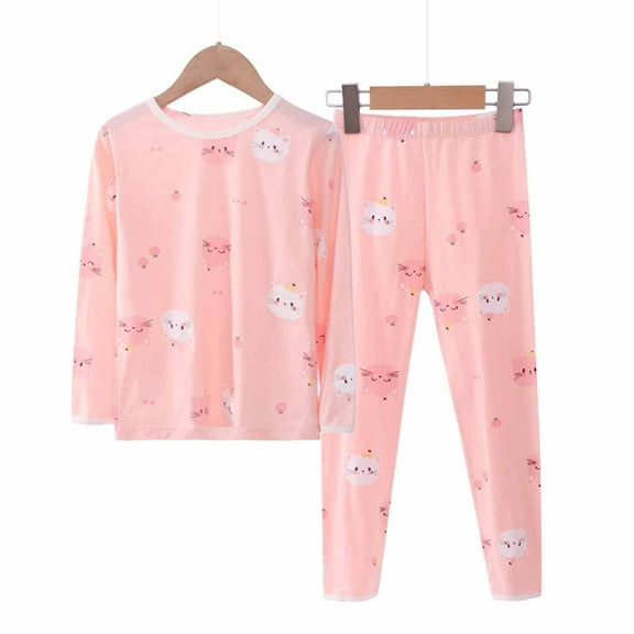 SGFCWSX Girls Casual Outfits Kids 2 Piece Set Print Shirt and Pants Sets Pink Size 5-6T