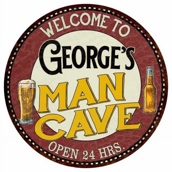 George's Man Cave 12" Round Metal Sign Kitchen Bar Wall Décor 200120035284