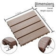 thumbnail image 7 of Miniyam 44-Pack Square 11.8"x11.8" Waterproof Deck Tiles, All-Weather, for Porch, Poolside, Brown(Straight line), 7 of 7