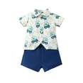 thumbnail image 1 of Sunnyoo Infant Boys Summer Clothes Set Short Sleeve Cartoon Prints Button-Down Shirt Shorts Outfits, 1 of 2