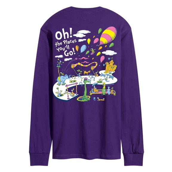 Dr. Seuss - Oh! The Places You'll Go Scene - Men's Long Sleeve Graphic T-Shirt