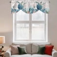 thumbnail image 3 of Summer Marine Life Tie Up Valances Curtain, Adjustable Kitchen Ocean Sea Turtle Starfish Coral Wood Grain Valances for Windows Decor, Rod Pocket Short Curtains Set for Bedroom/Bathroom, 42"x12", 3 of 9