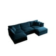thumbnail image 3 of Llinc Store Chenille 3-Seater Modular Sofa with Footrest, 3 Seater L-Shaped Daybed Sectional Couch with 2 Ottoman, Day Bed for Living Room, Blue, 3 of 9