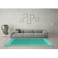 thumbnail image 3 of Ahgly Company Machine Washable Indoor Square Abstract Turquoise Blue Contemporary Area Rugs, 5' Square, 3 of 4