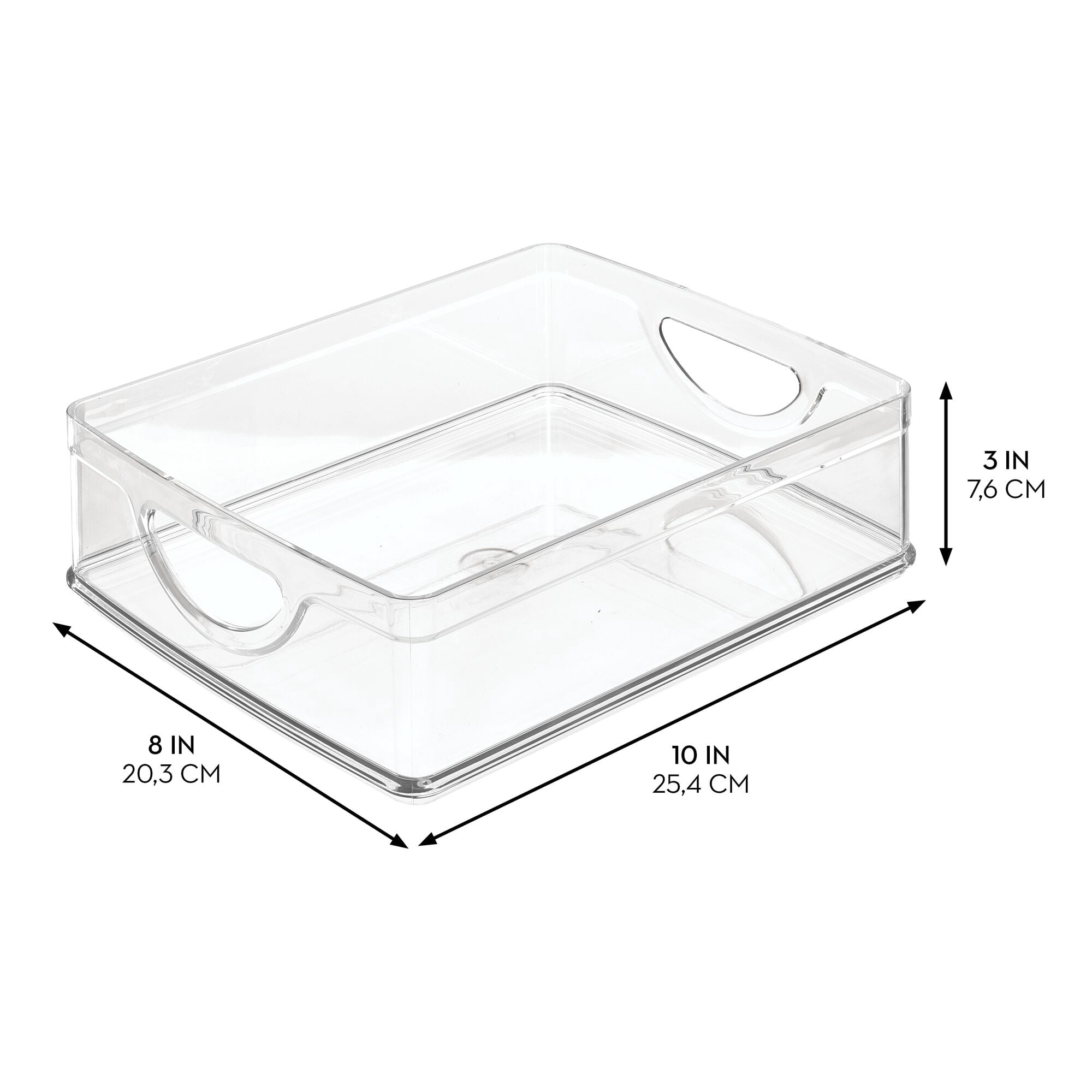 iDesign Plastic Cabinet and Pantry Storage Bin with Handles, Clear