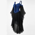 thumbnail image 4 of YuXingFu Gothic Dresses for Women Halloween Mesh Lace Patchwork Suspender Off Shoulder Court Style Dress Blue S, 4 of 7
