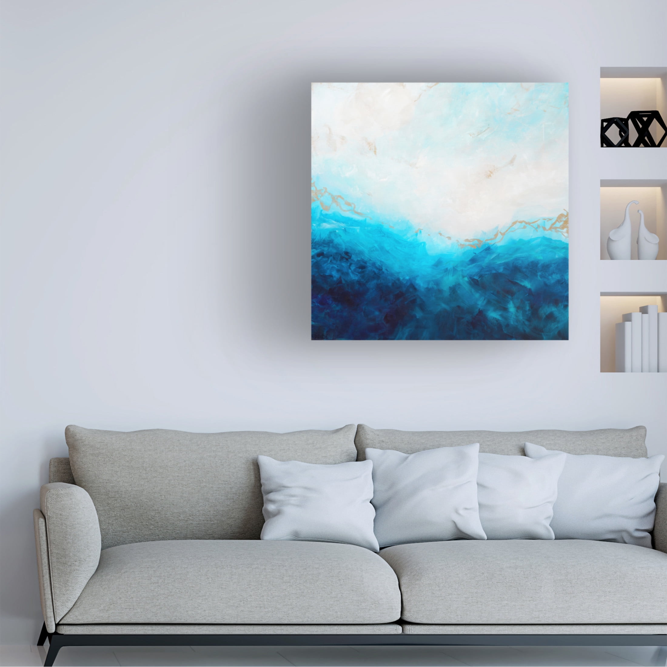 Trademark Fine Art Francoise Wattre  Blue Sea, golden Sunlight 1 Canvas Wall Art