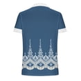 thumbnail image 5 of WXLWZYWL Womens Summer Tops 2023 Clearance Casual V-Neck Lace T-Shirt Flowers and Plants Printed Short Sleeved Top Navy, 5 of 5