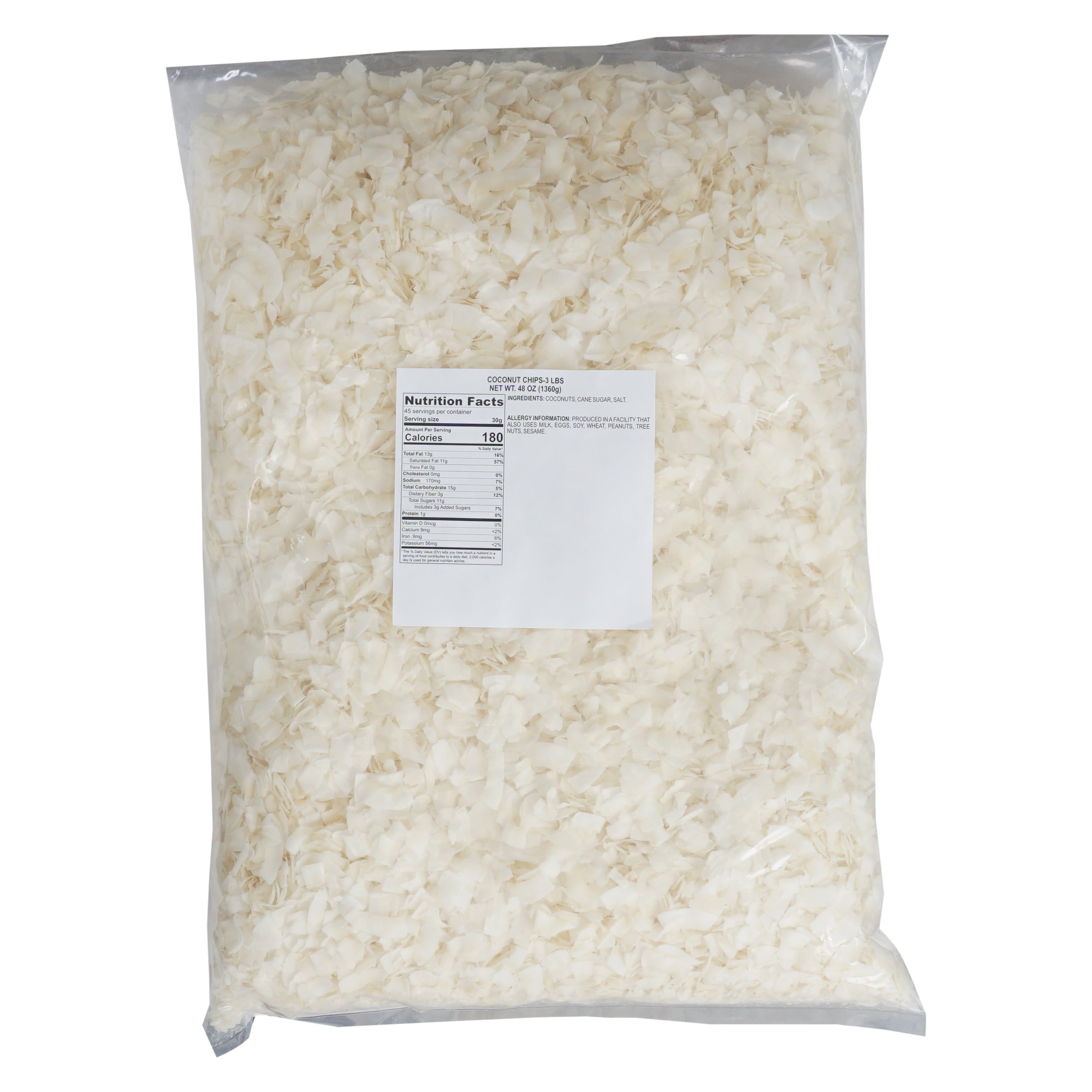 Coconut Chips, 3 Pound Bag Dried Coconut, Dried Fruit, The Hampton Popcorn & Candy Company