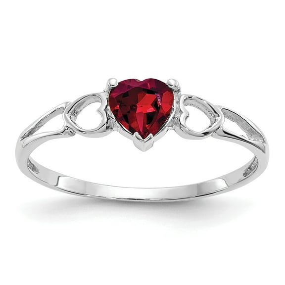 Primal Gold 10 Karat White Gold Geniune Ruby Birthstone Ring