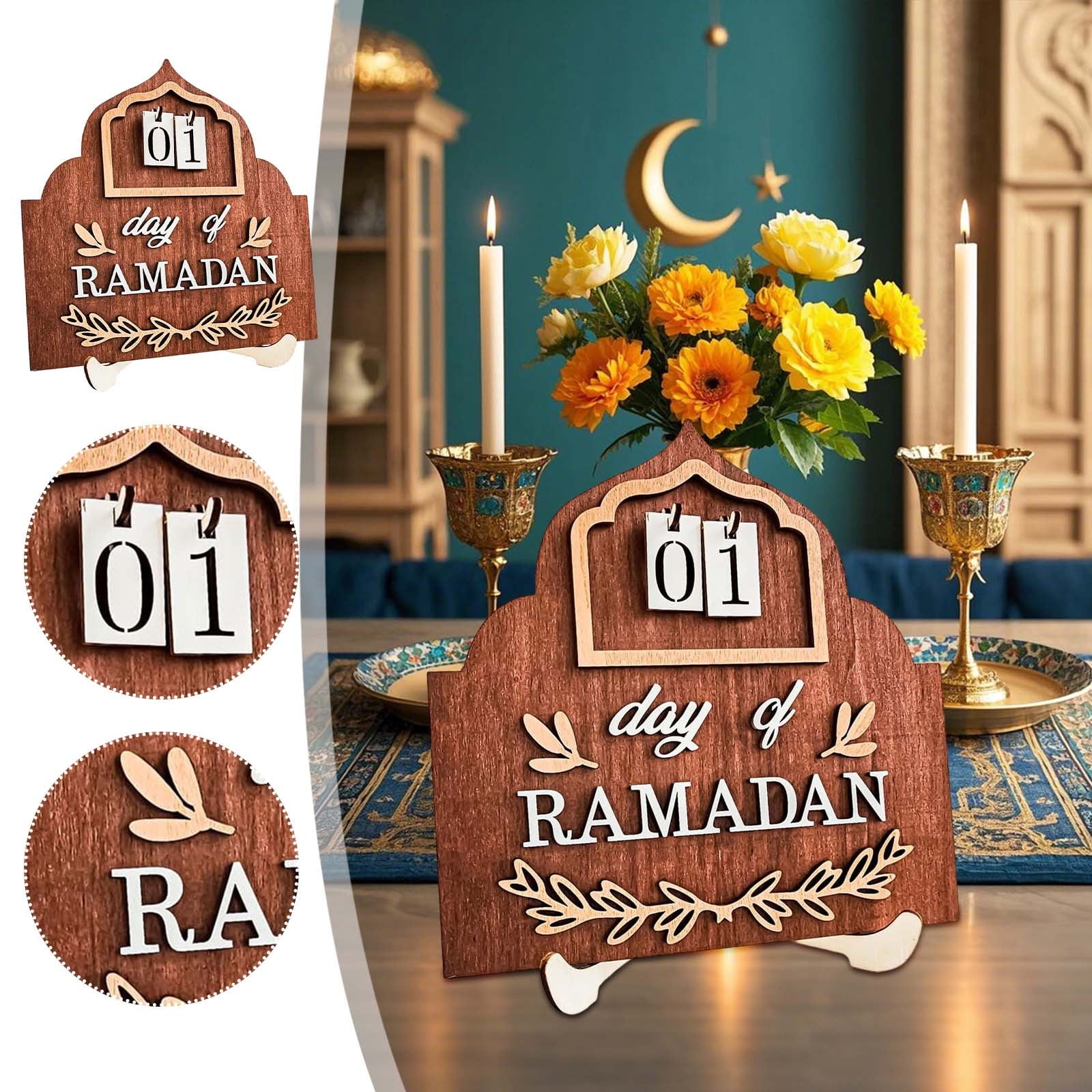 HOWAF Ramadan adventskalender, Ramadan Mubarak herbruikbare stof adventskalender 30 zakken Ramadan kalender Ramadan aftellen opknoping kalender, Eid Ramadan decoraties voor thuis, veelkleurig, 10 x 10