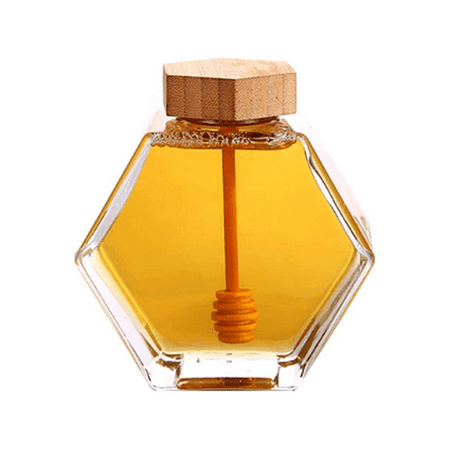 

Glass Honey Jar Hexagon Shape Heat-Resistant Honey Pot House Storage Honey Empty Bottles for Home Kitchen 380ml