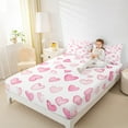 thumbnail image 4 of Manfei Graffiti Heart Print Twin Sheet Sets,Cartoon Pattern Twin Fitted Sheet,White Pink Ombre Flat Sheet For Princess,Ultra Soft Home Decor,3 Pieces, 4 of 7