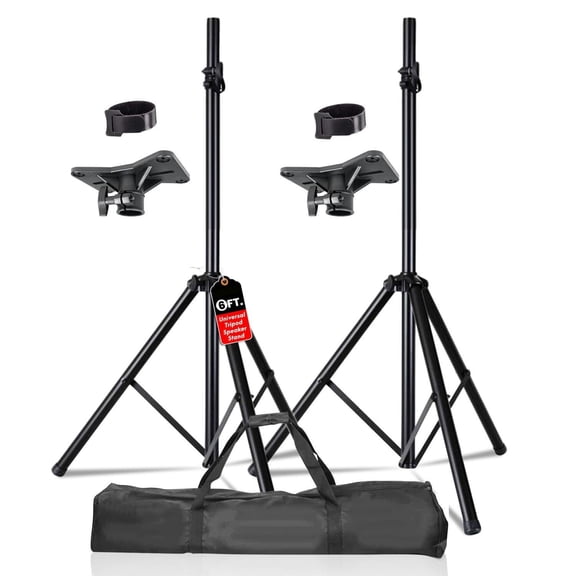 Heavy Duty Adjustable Tripod Speaker Stands Pair, Floor DJ Studio Monitor Pole Mount, Up to 72 Inch
